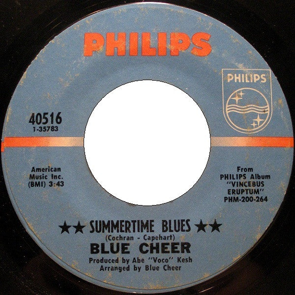 Blue Cheer : Summertime Blues (7", Single, Mono, Styrene, Pit)