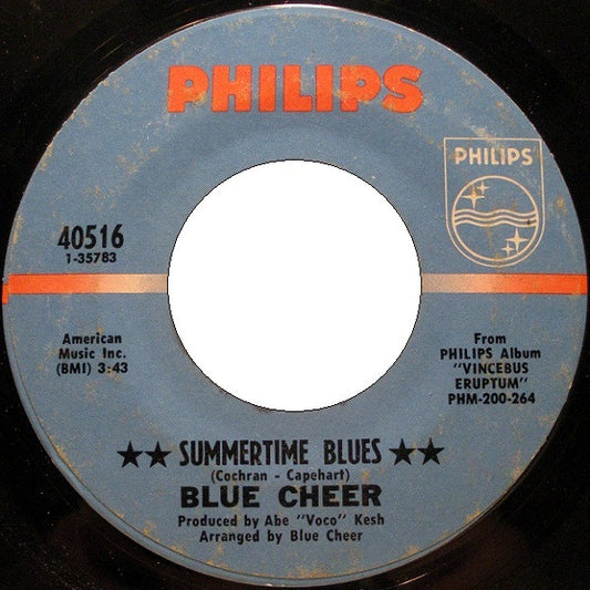 Blue Cheer : Summertime Blues (7", Single, Mono, Styrene, Pit)