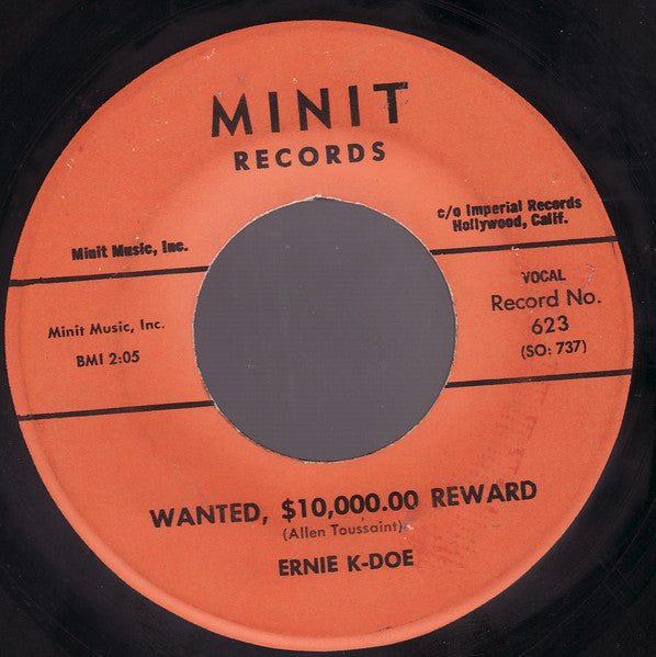 Ernie K-Doe : Mother-in-law / Wanted, $10,000.00 Reward (7", Single)