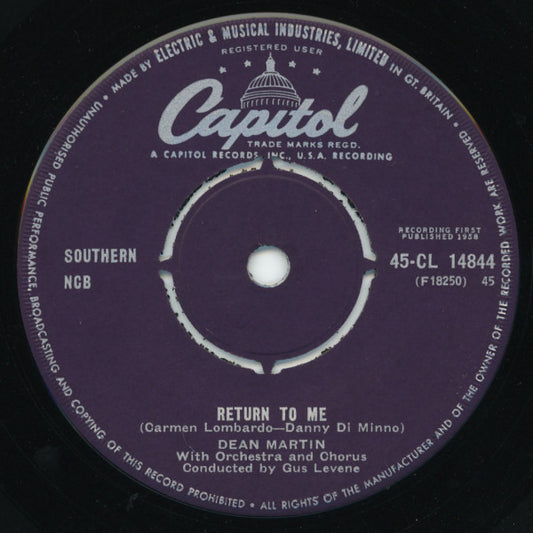 Dean Martin : Return To Me (7", Single)