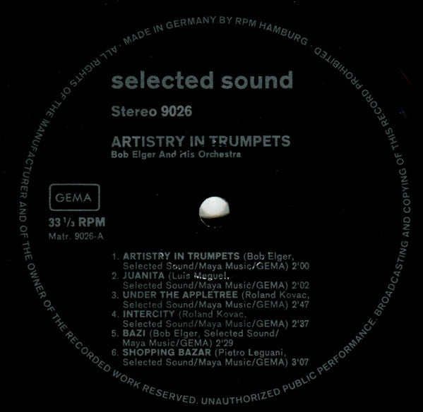 Bob Elger And His Orchestra : Artistry In Trumpets (LP)