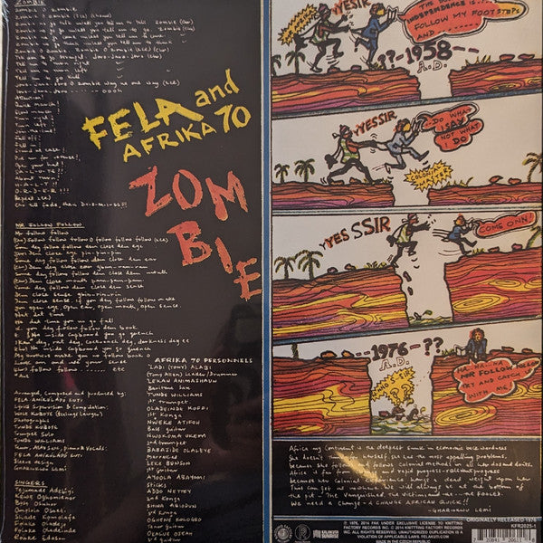 Fẹla* And Afrika 70* : Zombie (LP, Album, RE)