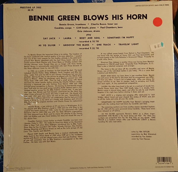 Bennie Green : Blows His Horn (LP, Album, Ltd, RE, RM)