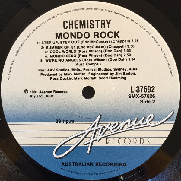 Mondo Rock : Mondo Rock Chemistry (LP, Album)