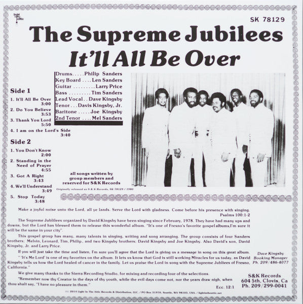 The Supreme Jubilees : It'll All Be Over (LP, RE, RP, Mar)