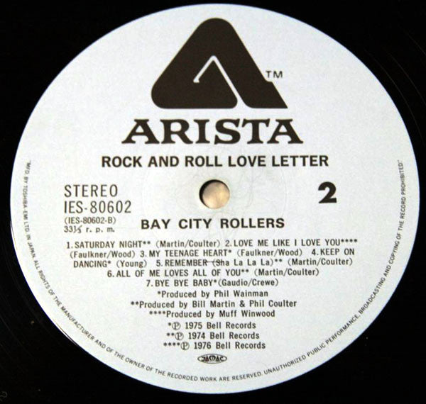 Bay City Rollers : Rock N' Roll Love Letter (LP, Album, Gat)