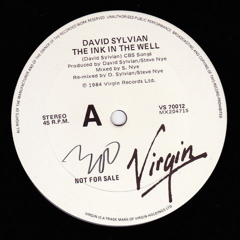 David Sylvian : The Ink In The Well (12", Single, Promo)