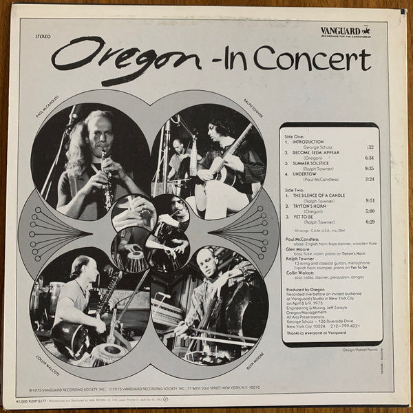 Oregon : In Concert (LP, Album, RE)