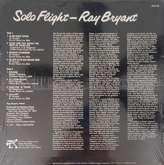 Ray Bryant : Solo Flight (LP, Album, Ind)