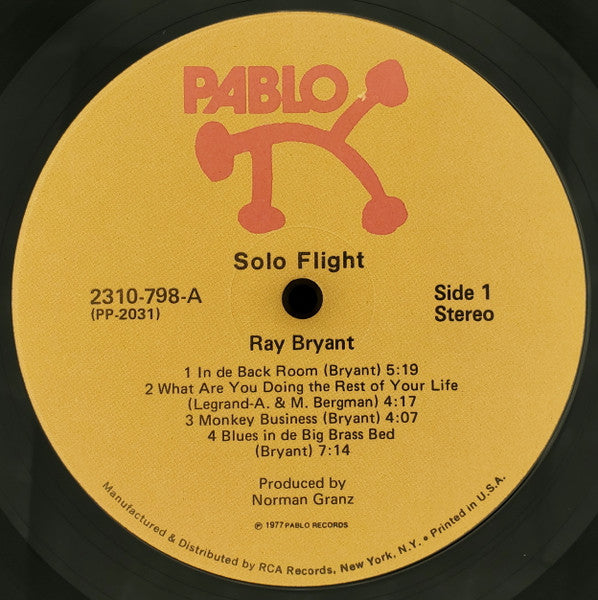 Ray Bryant : Solo Flight (LP, Album, Ind)