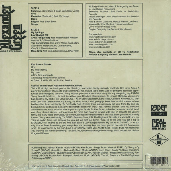 Kaimbr & Kev Brown : The Alexander Green Project (LP, Album, Ltd, Gre + 7", Ltd, Gre)