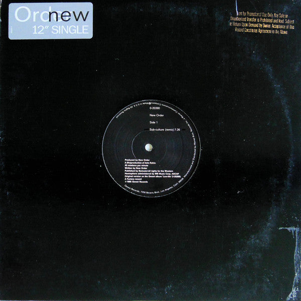 New Order : Sub-Culture (12", Single, SRC)