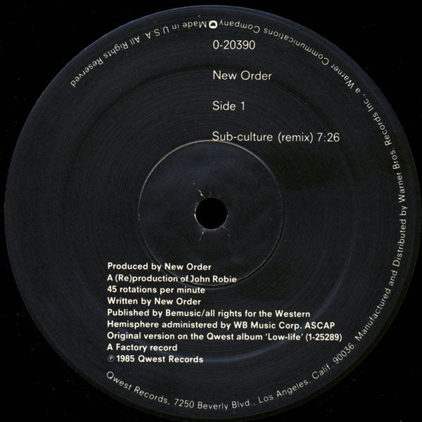 New Order : Sub-Culture (12", Single, SRC)