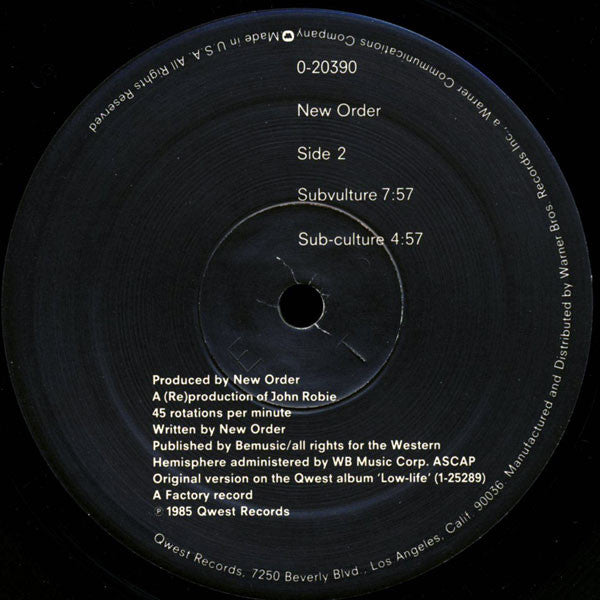 New Order : Sub-Culture (12", Single, SRC)