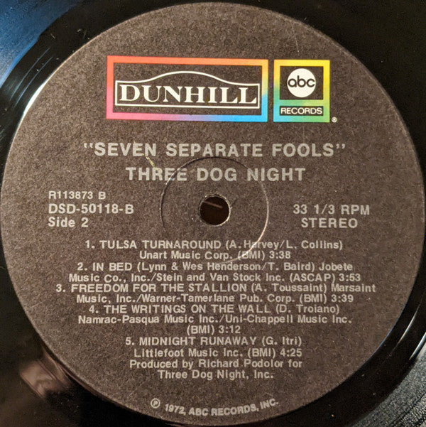 Three Dog Night : Seven Separate Fools (LP, Album, Club, San)