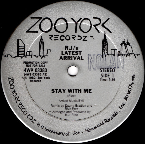 R.J.'s Latest Arrival : Stay With Me (12", Promo)