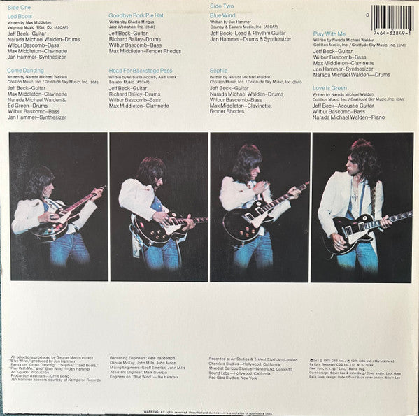 Jeff Beck : Wired (LP, Album, RE, Pit)