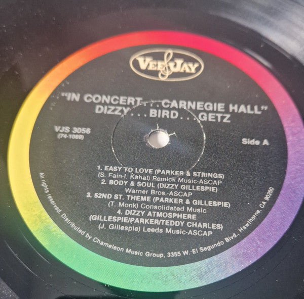 Dizzy Gillespie, Charlie Parker, Stan Getz : Dizzy Bird Getz:  In Concert..... Carnegie Hall (LP, Comp)