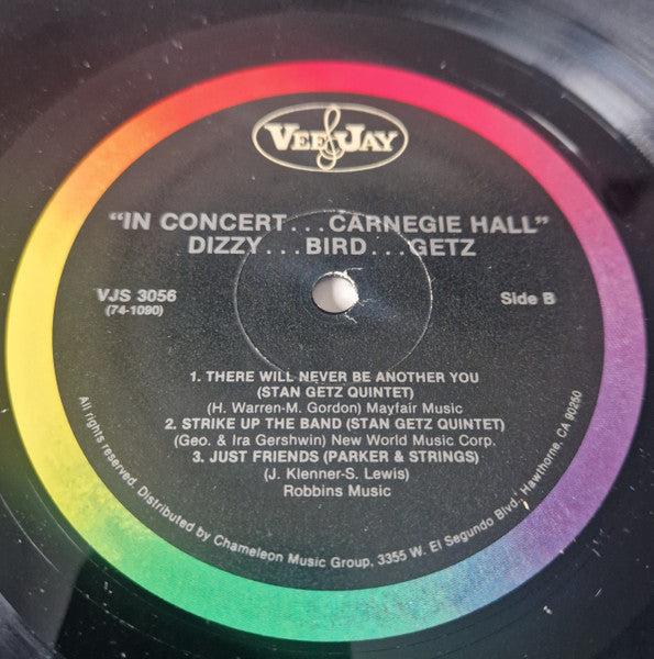Dizzy Gillespie, Charlie Parker, Stan Getz : Dizzy Bird Getz:  In Concert..... Carnegie Hall (LP, Comp)