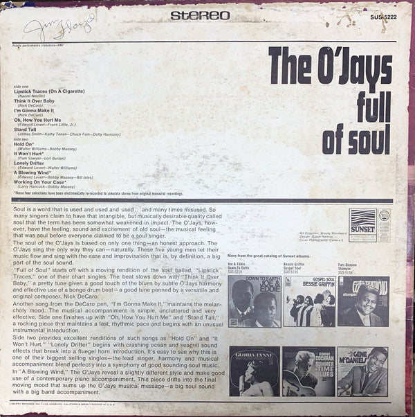 The O'Jays : Full Of Soul (LP, Comp)