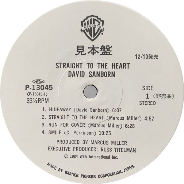 David Sanborn : Straight To The Heart (LP, Album, Promo)