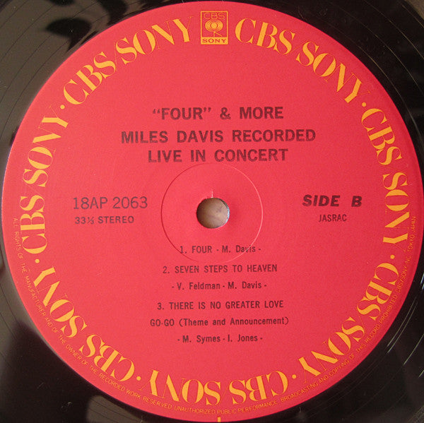 Miles Davis : 'Four' & More (Recorded Live In Concert) (LP, Album, RE)