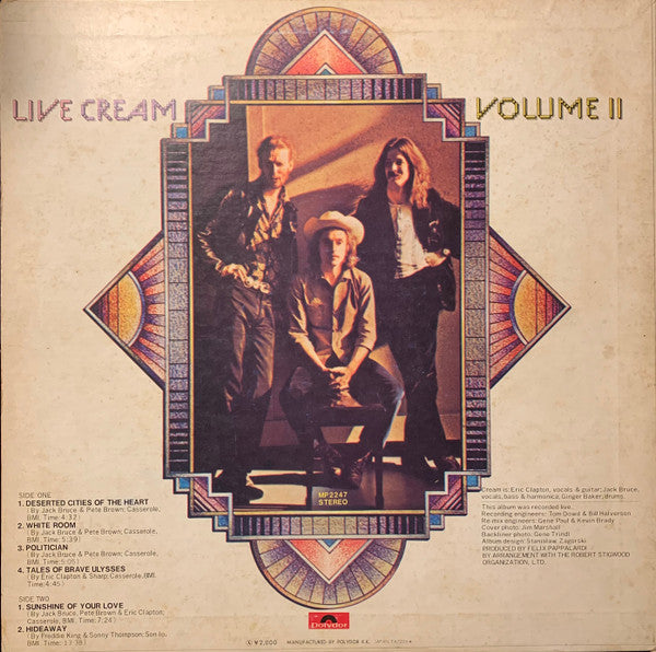 Cream (2) : Live Cream Volume II (LP, Album)