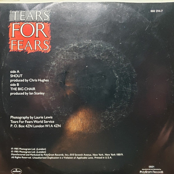 Tears For Fears : Shout (7", Single, Spe)