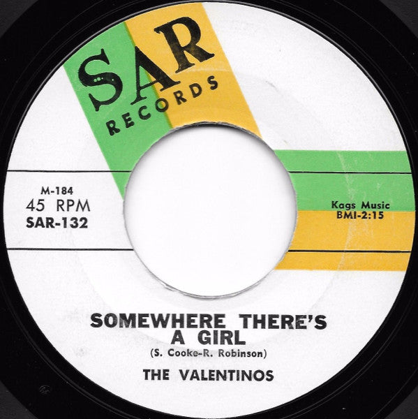 The Valentinos* : Lookin' For A Love / Somewhere There's A Girl (7", Single, Mono, Styrene)