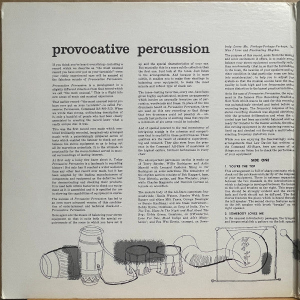 The Command All-Stars : Provocative Percussion (LP, Album, Club, Cap)