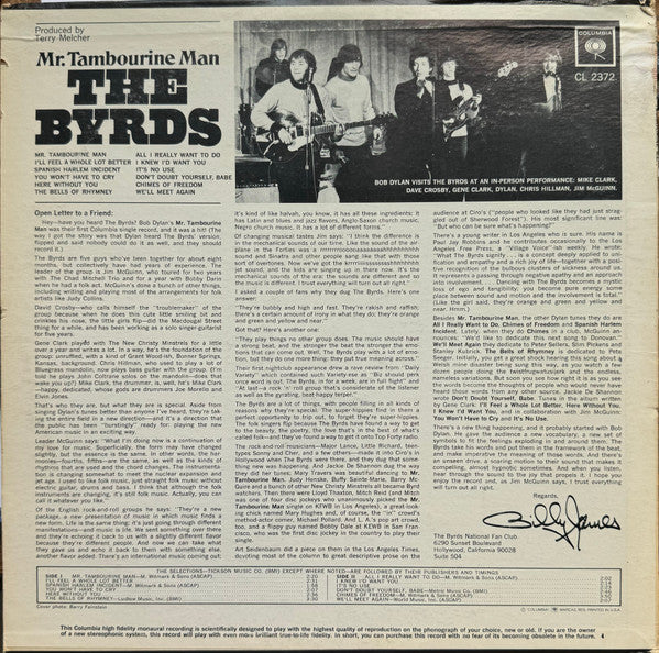 The Byrds : Mr. Tambourine Man (LP, Album, Mono)