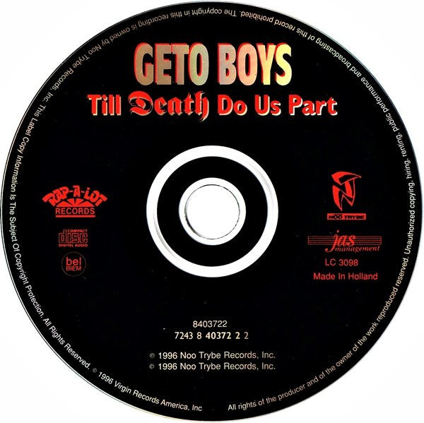 Geto Boys : Till Death Do Us Part (CD, Album, RE)