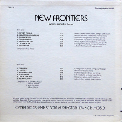 Doug Wood* / John Manchester / David Barnett (2) / Vic Sepanski / Brian Morris (3) : New Frontiers (LP)