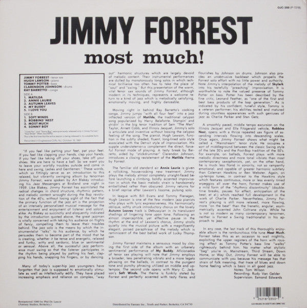 Jimmy Forrest : Most Much! (LP, Album, RE, RM)