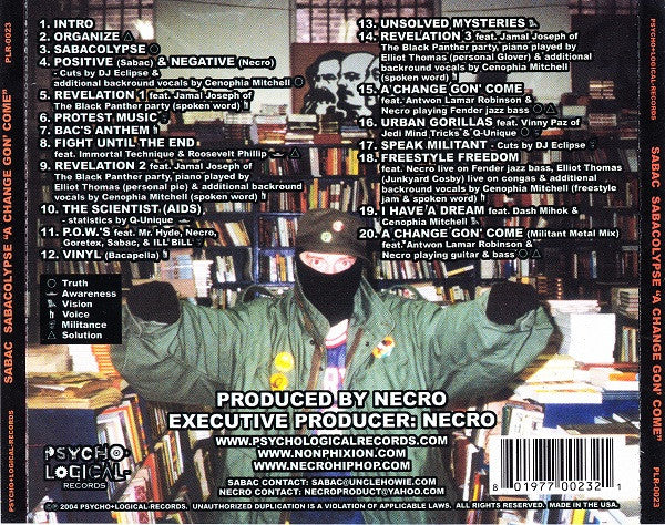 Sabac : Sabacolypse "A Change Gon' Come" (CD, Album)