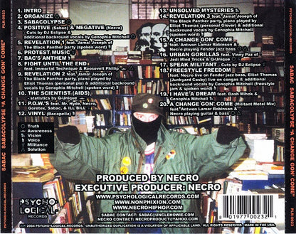 Sabac : Sabacolypse "A Change Gon' Come" (CD, Album)