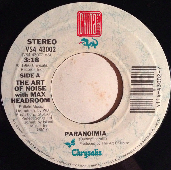 The Art Of Noise With Max Headroom : Paranoimia (7")