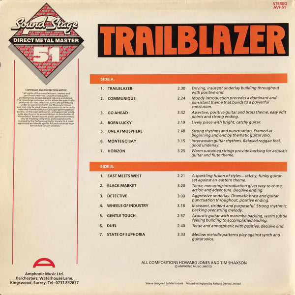 Howard Jones* & Tim Shaxson : Trailblazer (LP)