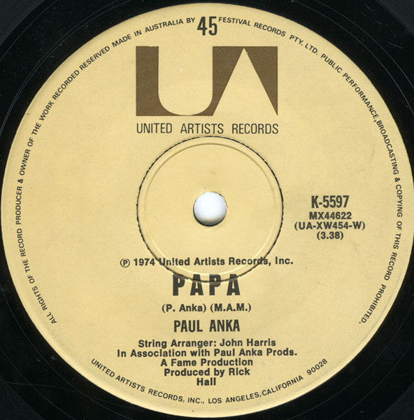 Paul Anka : (You're) Having My Baby (7")