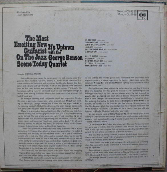 The George Benson Quartet : It's Uptown (LP, Album, RE, San)