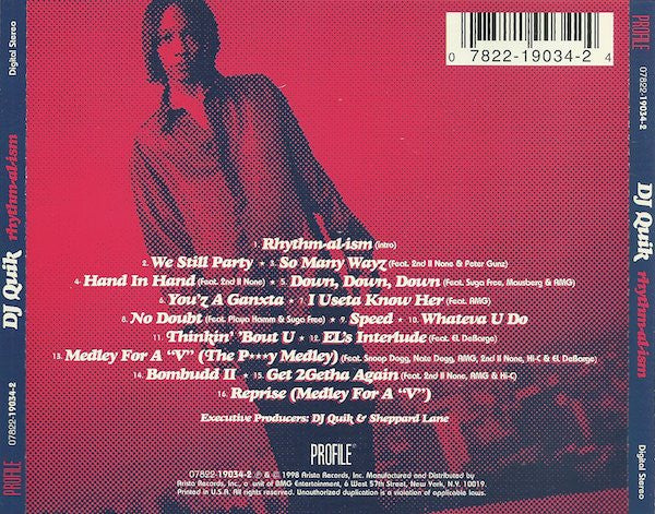 DJ Quik : Rhythm-Al-Ism (Over 70 Minutes Of Commercial-Free Music) (CD, Album)