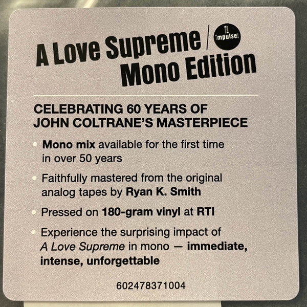 John Coltrane : A Love Supreme (LP, Album, Mono, RE, Gat)