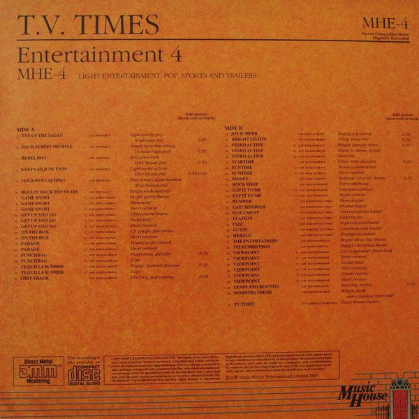 Various : Entertainment 4 - T V. Times (LP)