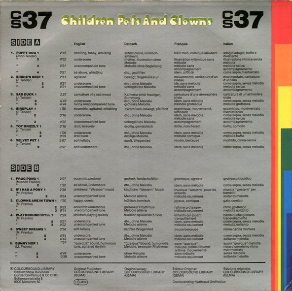 John Tender / Mladen Franko : Children Pets And Clowns (LP)