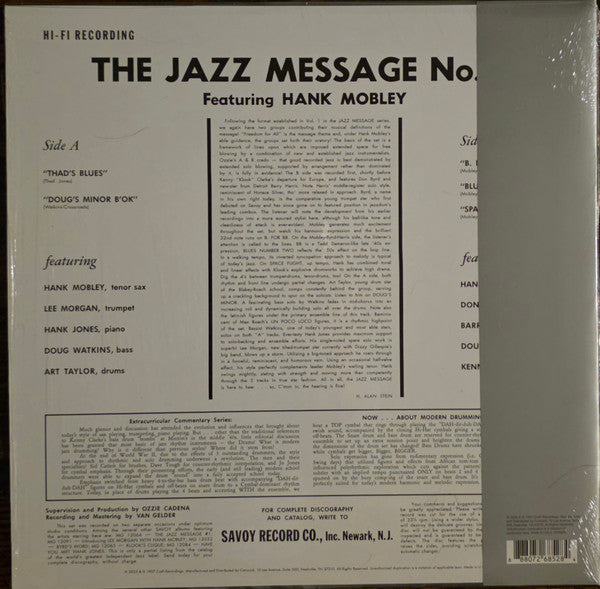 Hank Mobley, Lee Morgan, Donald Byrd, Hank Jones, Barry Harris (2), Doug Watkins, Kenny Clarke, Art Taylor : Jazz Message #2 (LP, Album, Mono, RE)