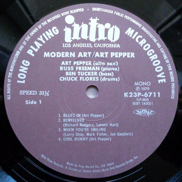 Art Pepper Quartet : Modern Art (LP, Album, Mono, RE)