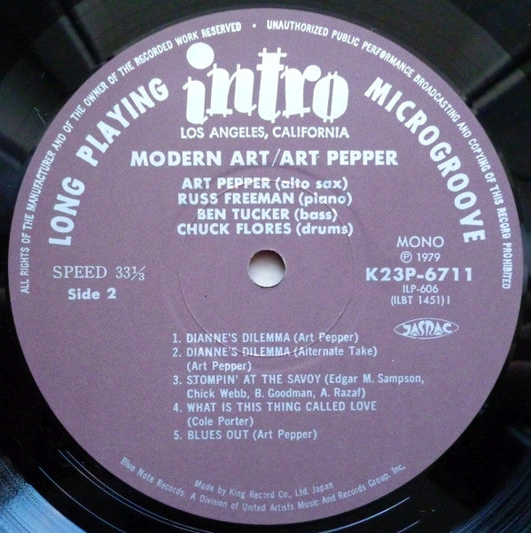 Art Pepper Quartet : Modern Art (LP, Album, Mono, RE)