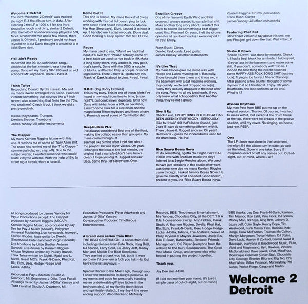 Jay Dee AKA J Dilla : Welcome 2 Detroit Instrumental (2xLP, Album, RE, S/Edition)