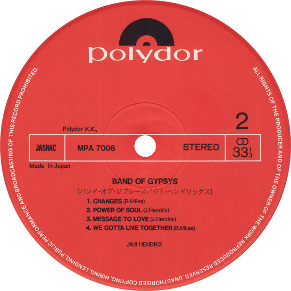 Jimi Hendrix : Band Of Gypsys (LP, Album, RE)