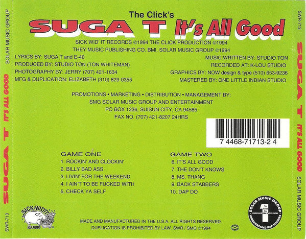 Suga T : It's All Good (CD, Album)